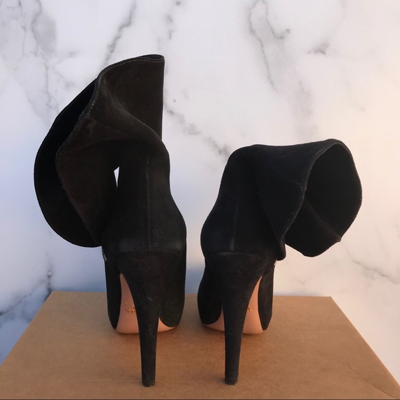 Prada women’s black suede stiletto zip ankle boot size IT 35.5 US 5.5 - Picture 5 of 12
